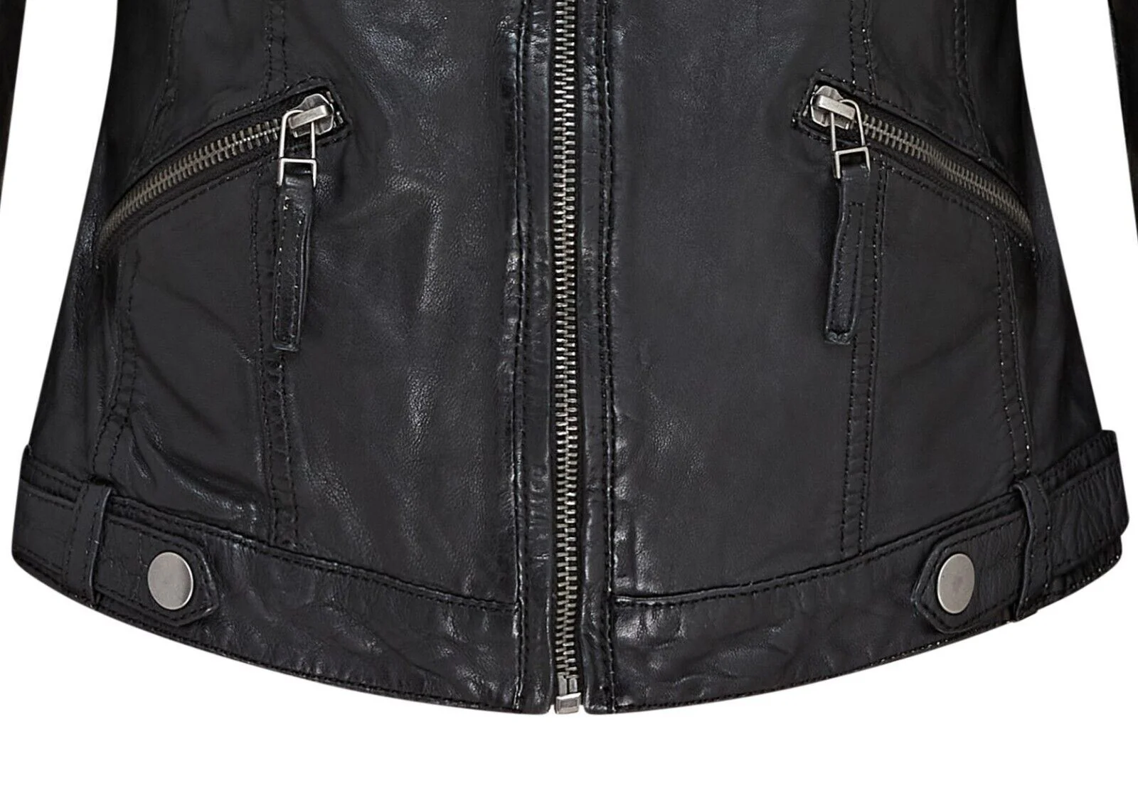 Womens Hooded Classic Biker Jacket - Wareham - Image 9