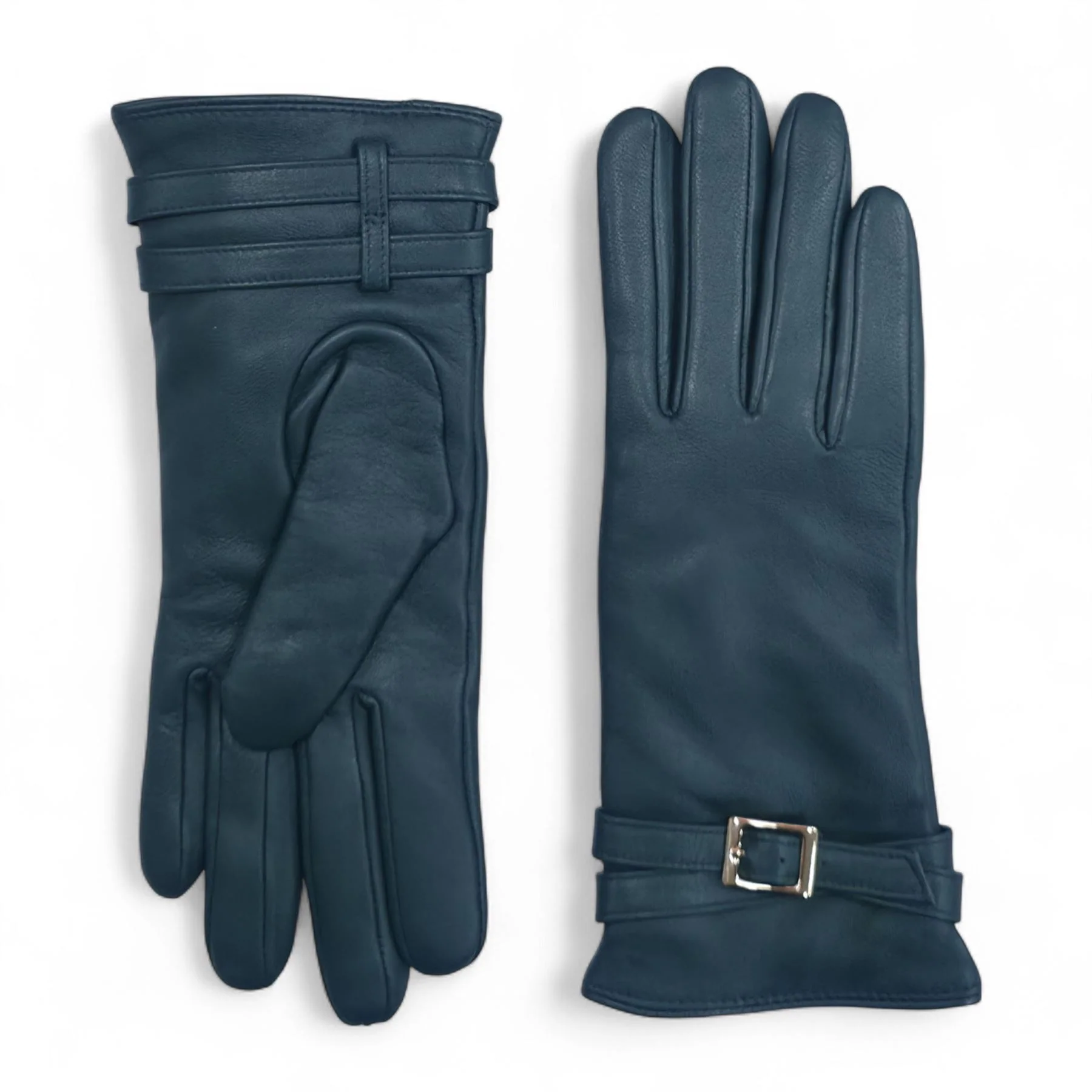 Womens Italian Leather Winter Buckle Soft Wool Lining Gloves - L-GLV-601 - Image 20