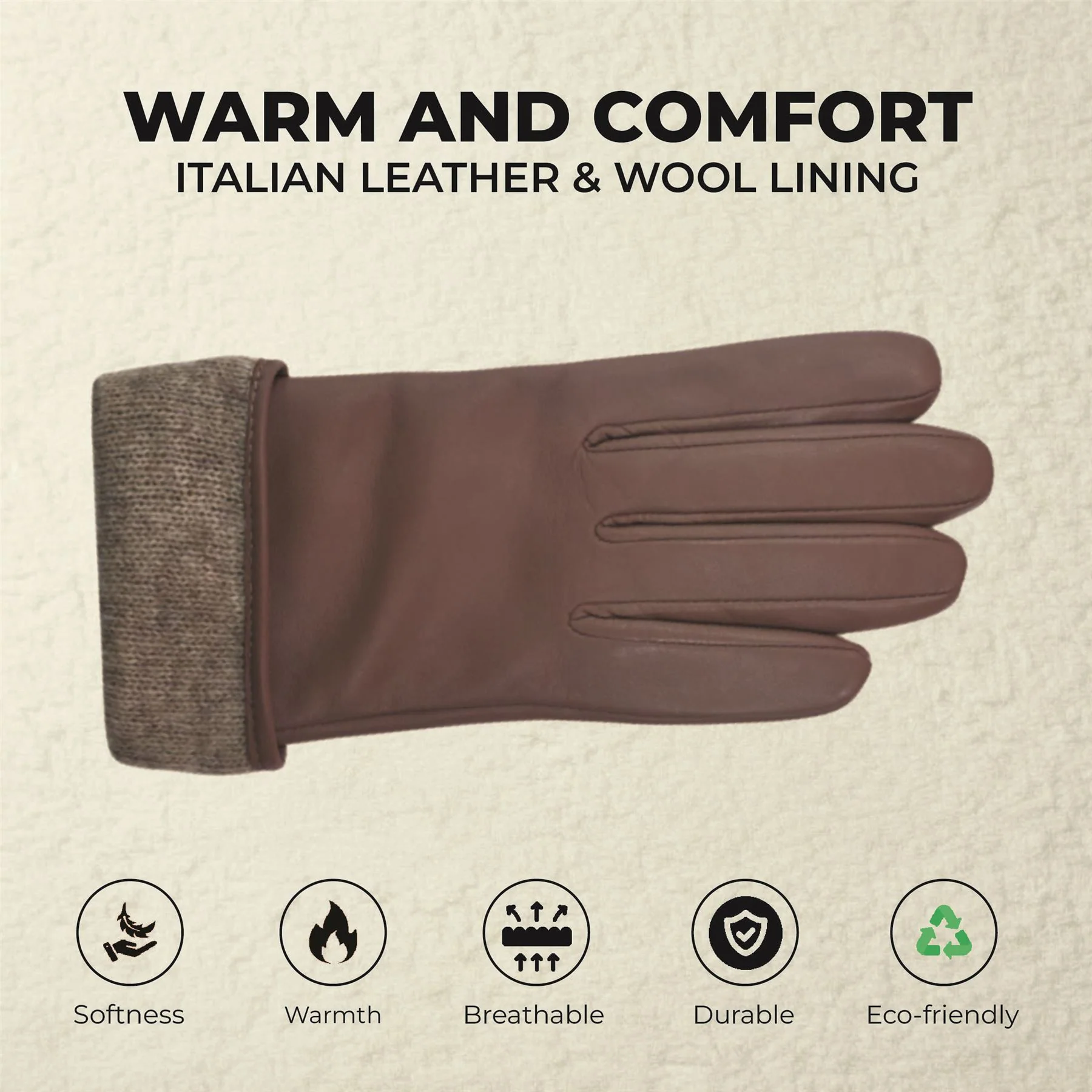 Womens Italian Leather Winter Buckle Soft Wool Lining Gloves - L-GLV-601 - Image 3
