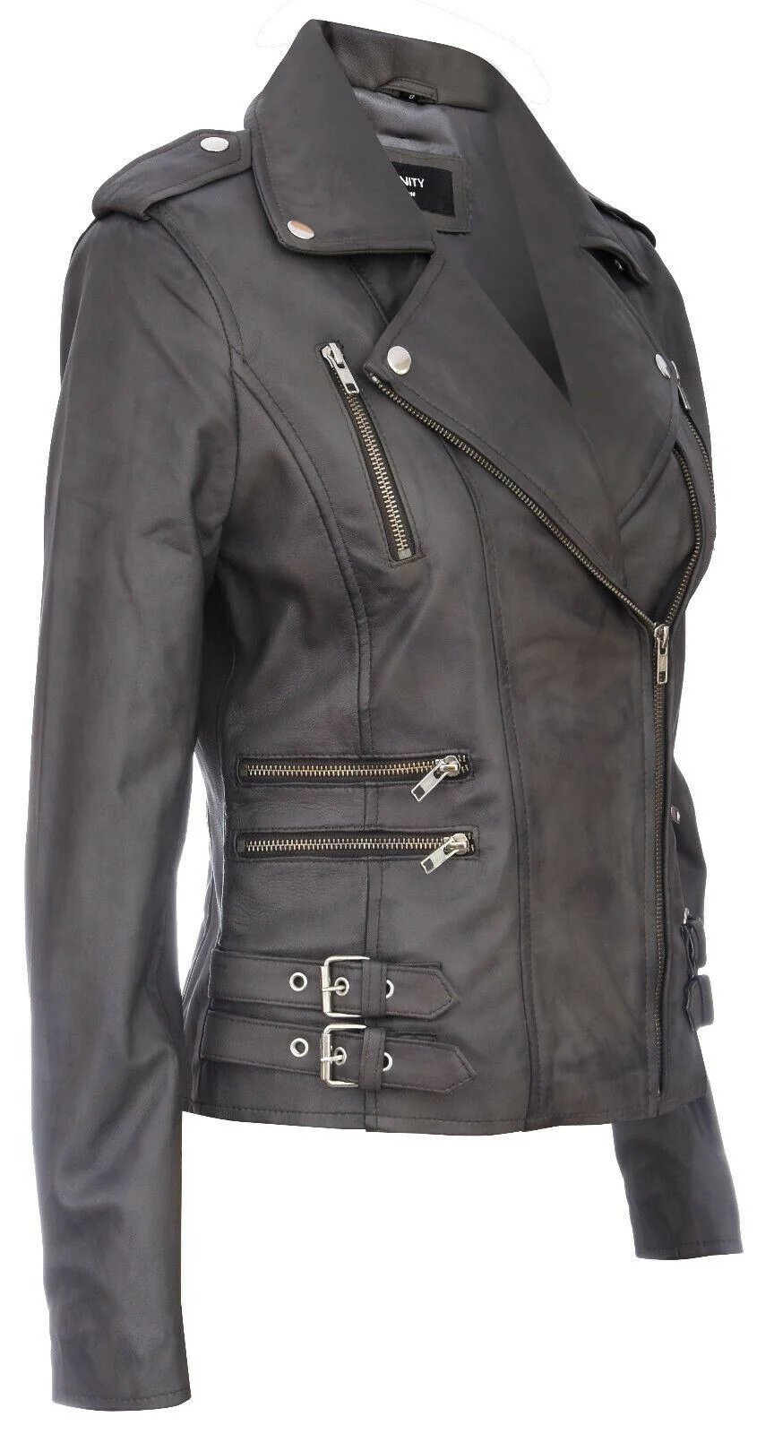 Womens Leather Brando Biker Jacket-Loddon - Image 34