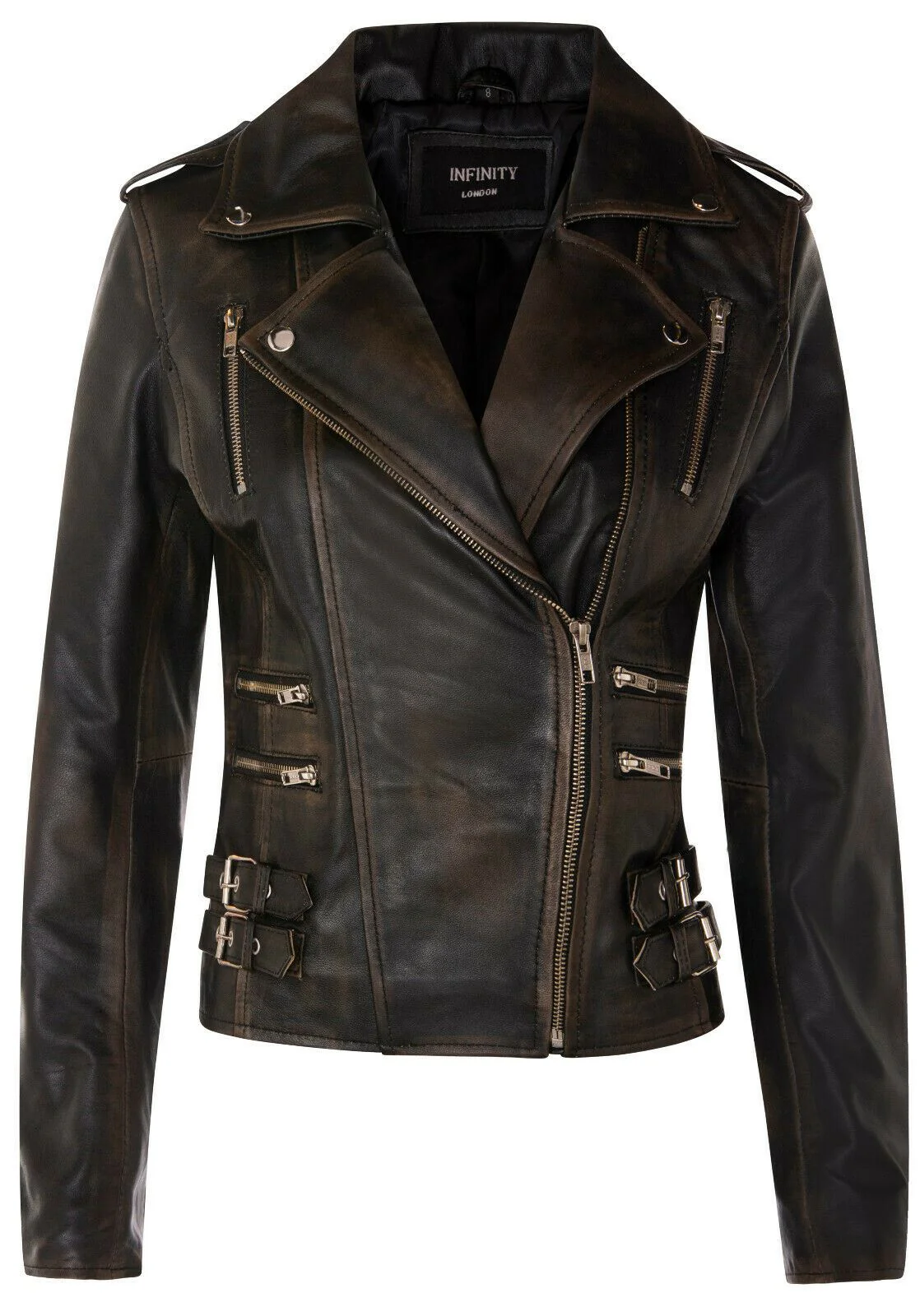 Womens Leather Brando Biker Jacket - Orlando