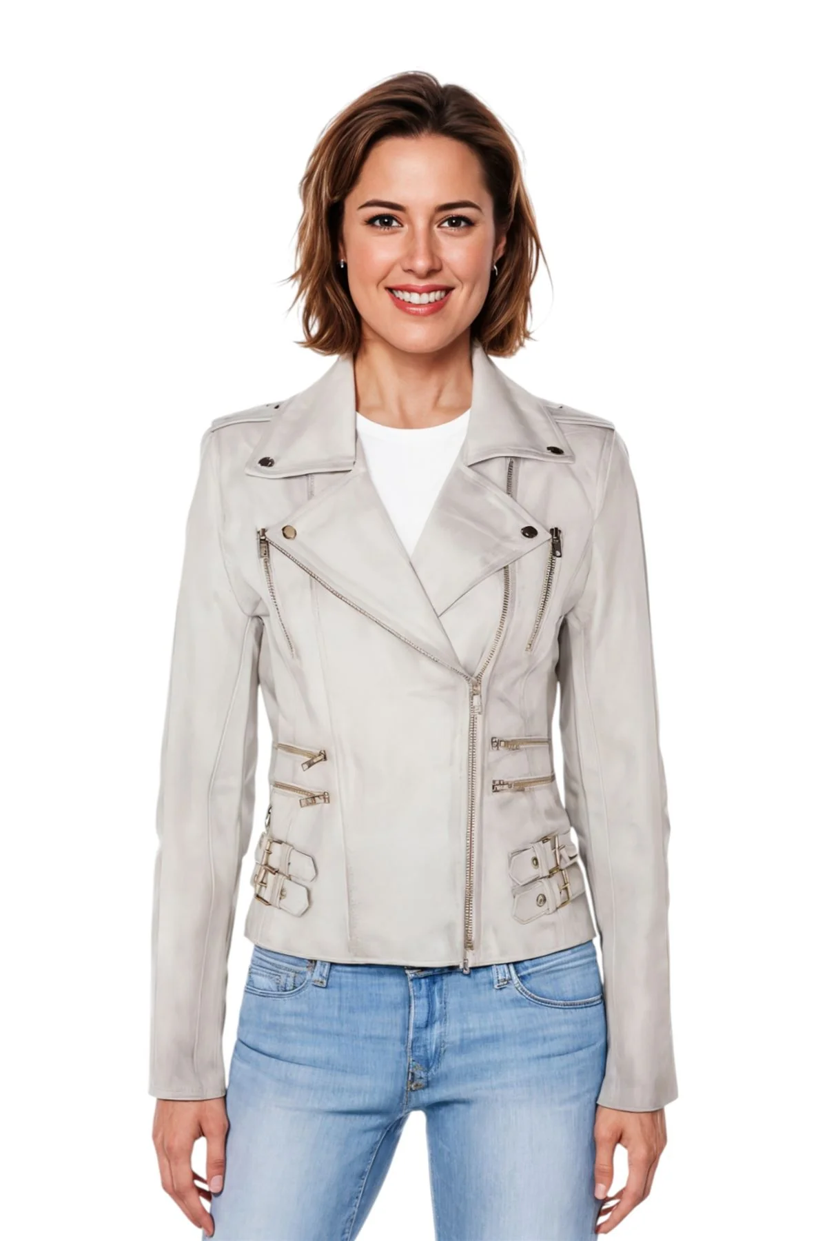Womens Leather Brando Biker Jacket - Orlando - Image 24