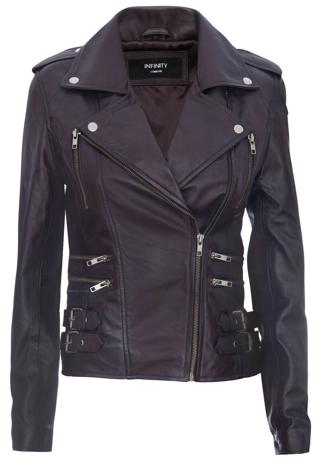Womens Leather Brando Biker Jacket - Orlando - Image 31