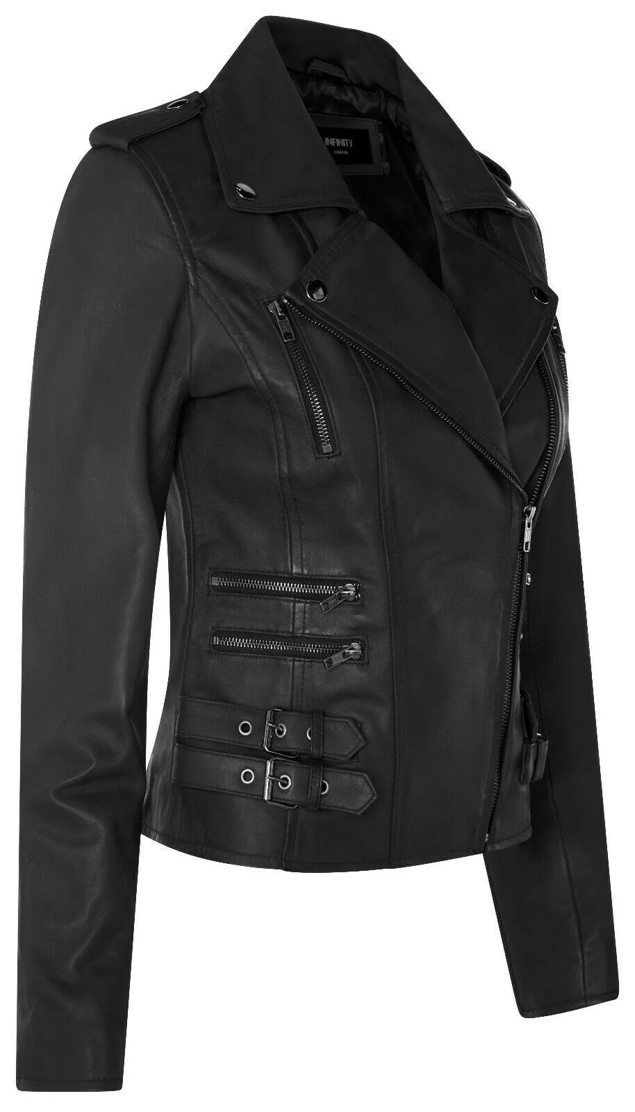 Womens Leather Brando Biker Jacket - Orlando - Image 9