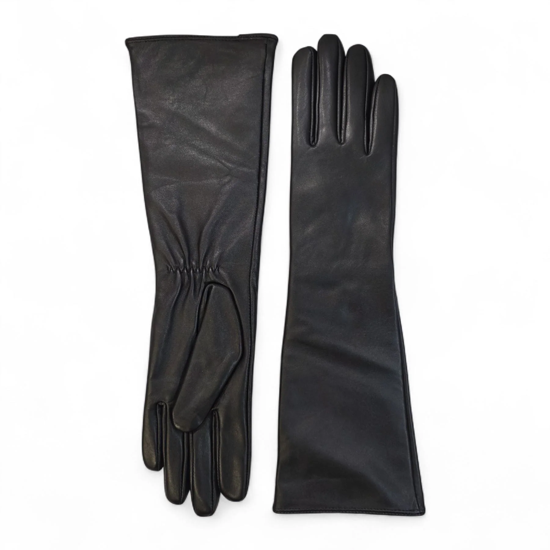 Womens Long Italian Leather Winter Soft Wool Lining Gloves - Image 10