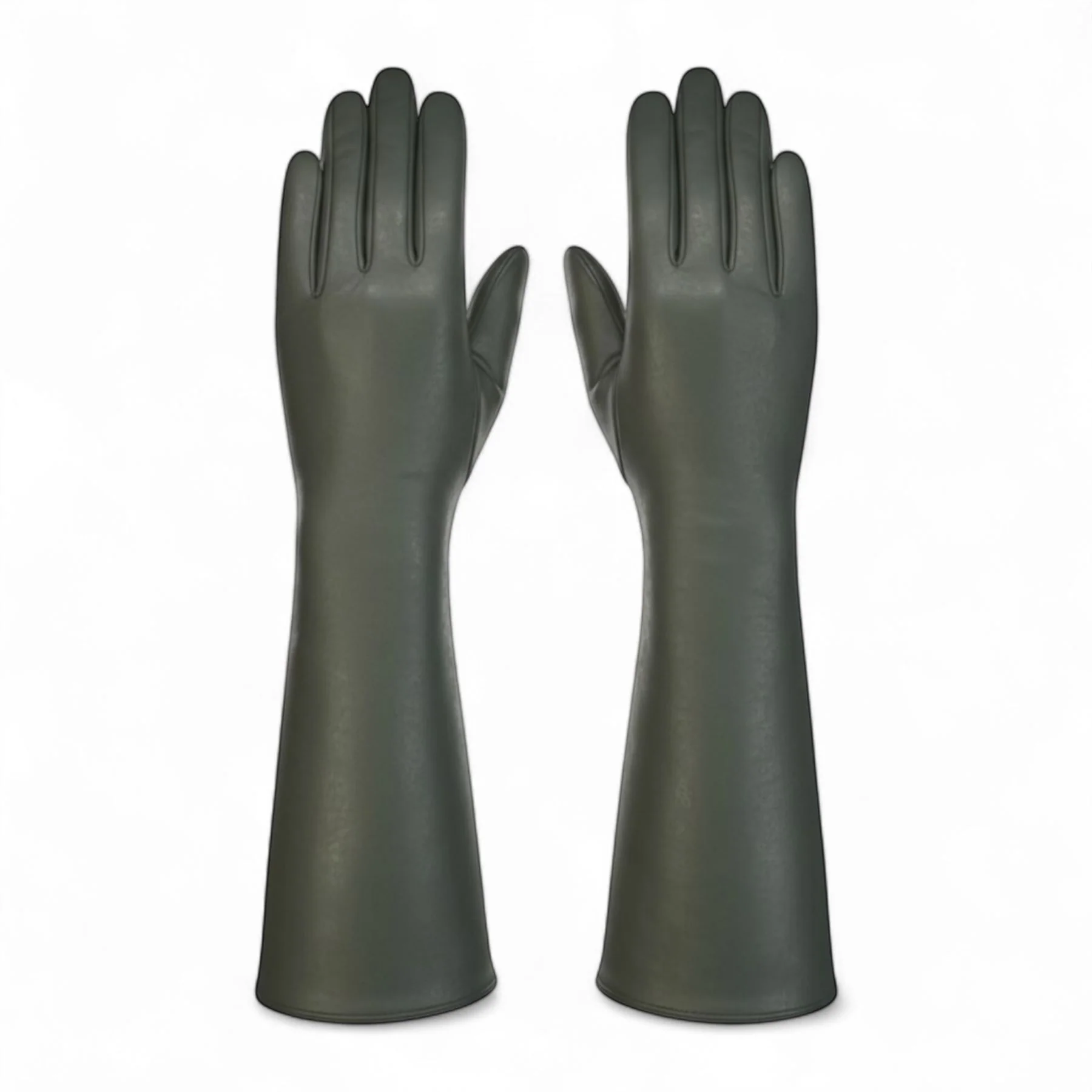 Womens Long Italian Leather Winter Soft Wool Lining Gloves - Image 12