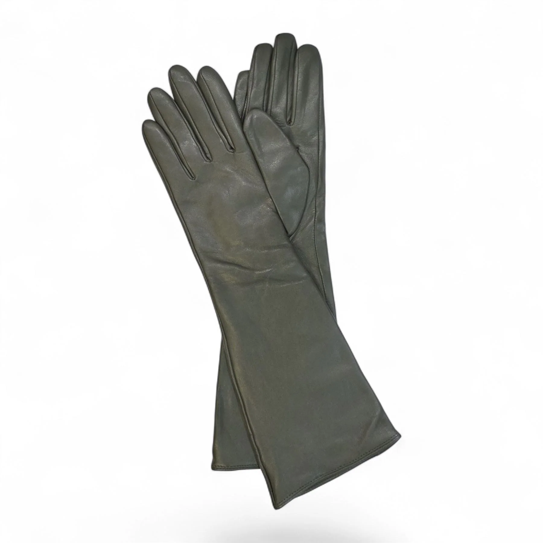 Womens Long Italian Leather Winter Soft Wool Lining Gloves - Image 18