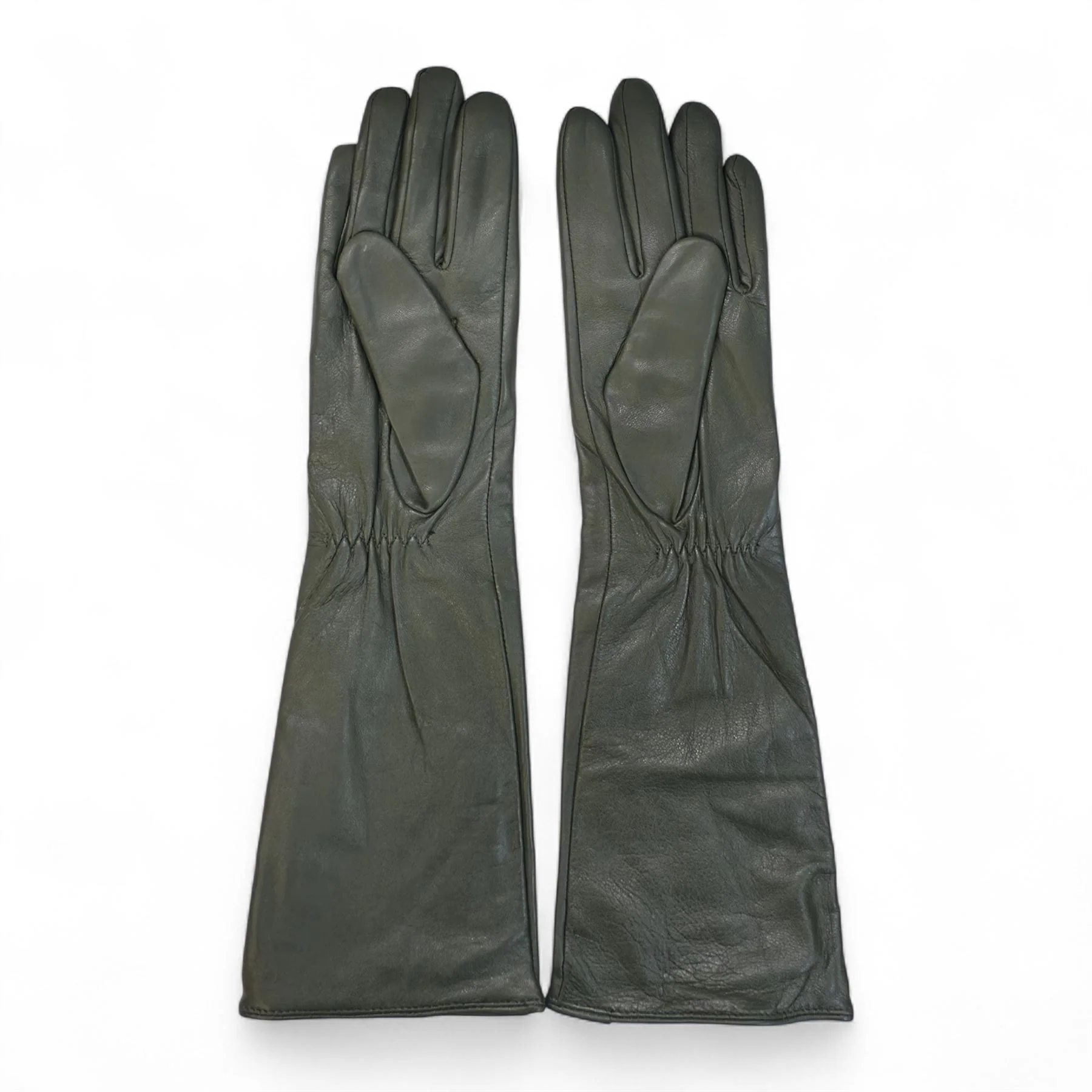 Womens Long Italian Leather Winter Soft Wool Lining Gloves - Image 19