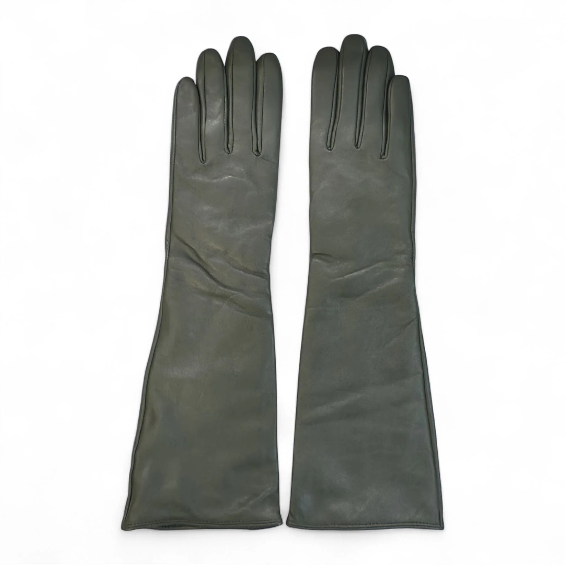 Womens Long Italian Leather Winter Soft Wool Lining Gloves - Image 20