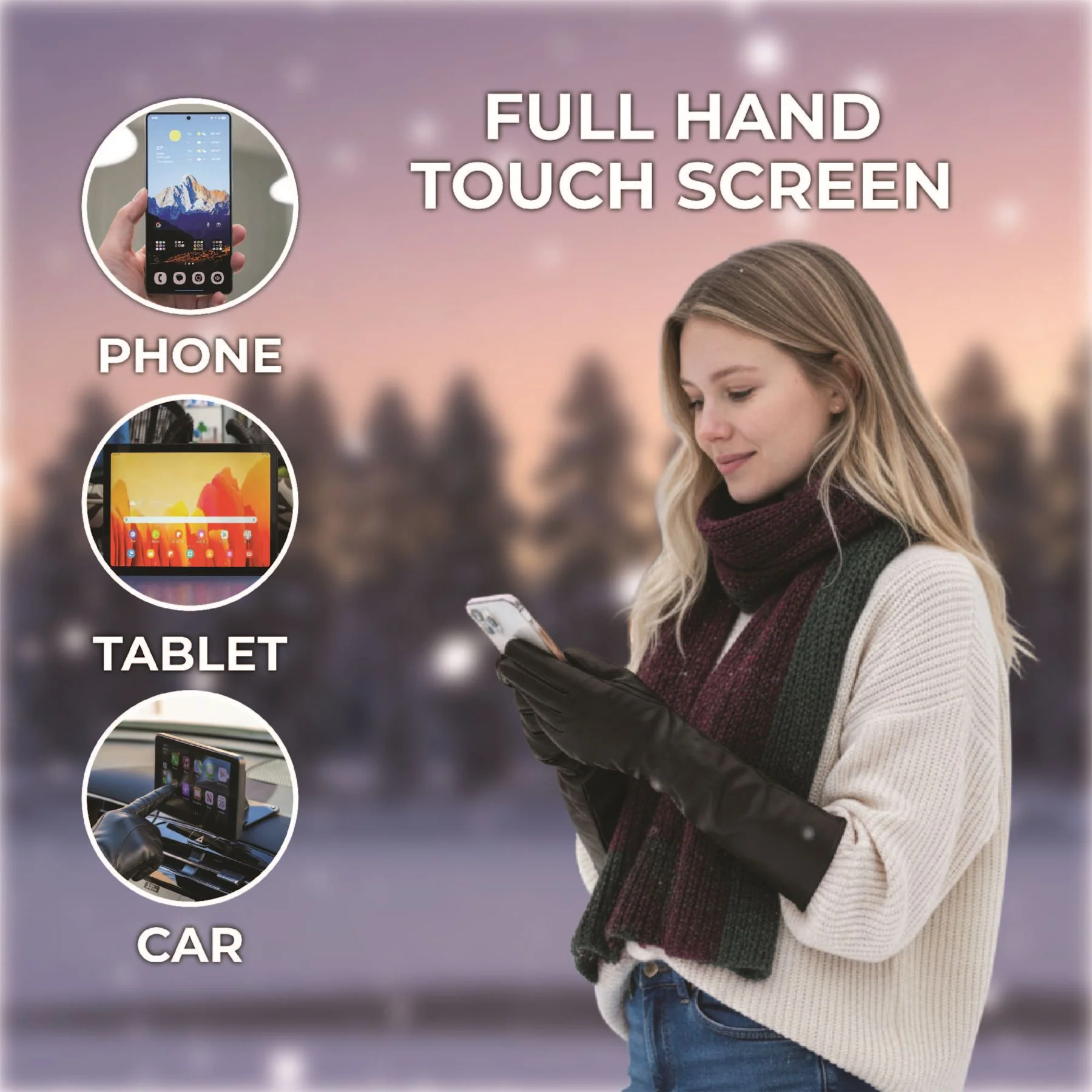 Womens Long Italian Leather Winter Soft Wool Lining Gloves - Image 5