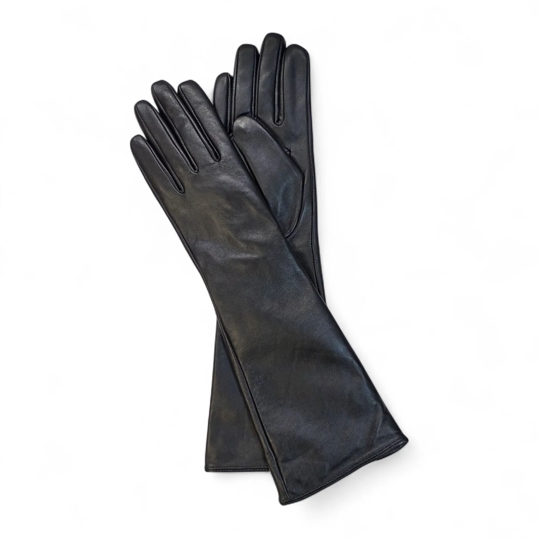 Womens Long Italian Leather Winter Soft Wool Lining Gloves - Image 7