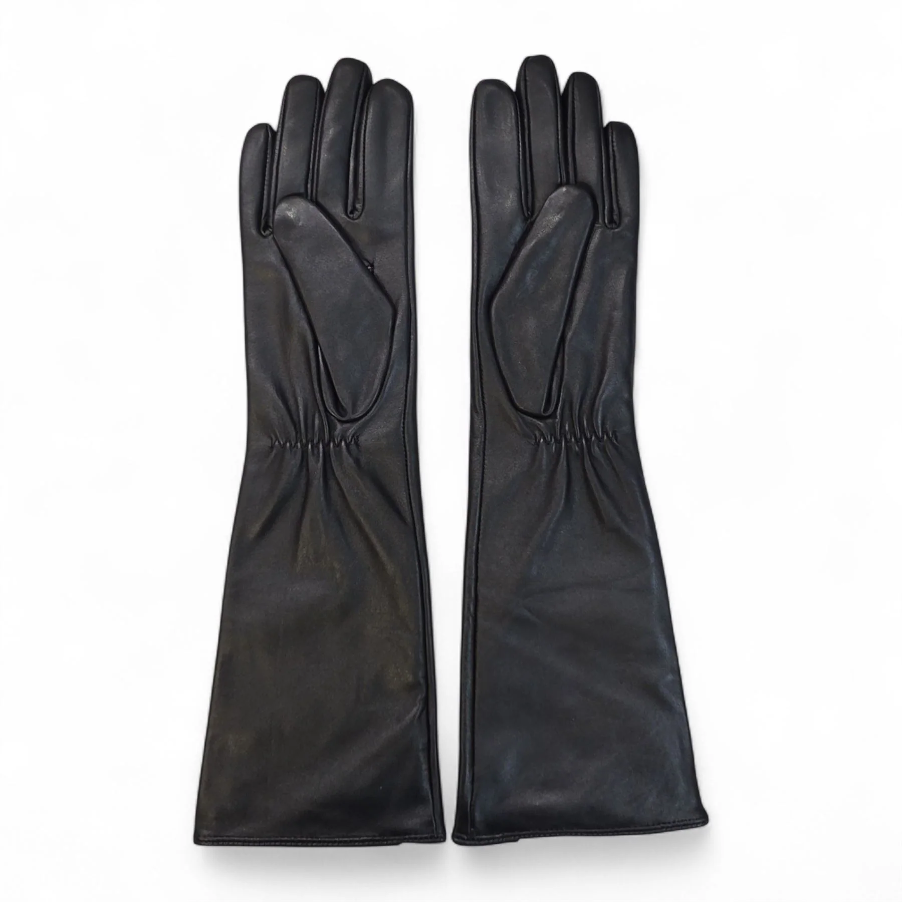 Womens Long Italian Leather Winter Soft Wool Lining Gloves - Image 8