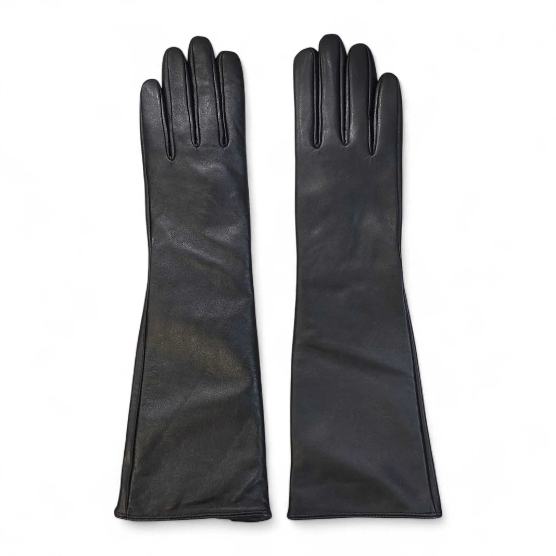 Womens Long Italian Leather Winter Soft Wool Lining Gloves - Image 9