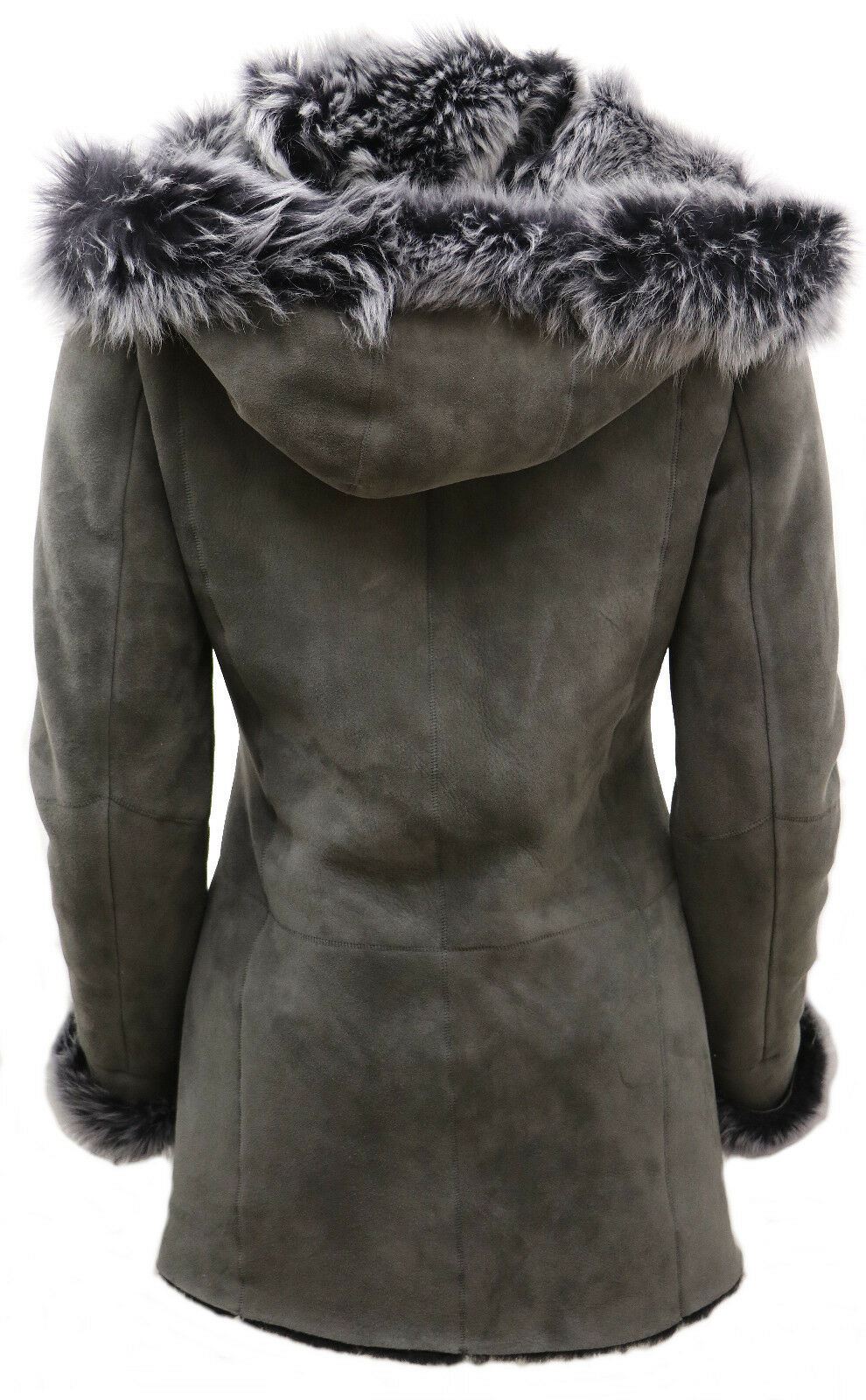 Womens Merino Sheepskin Hooded Coat-Romsey - Image 3