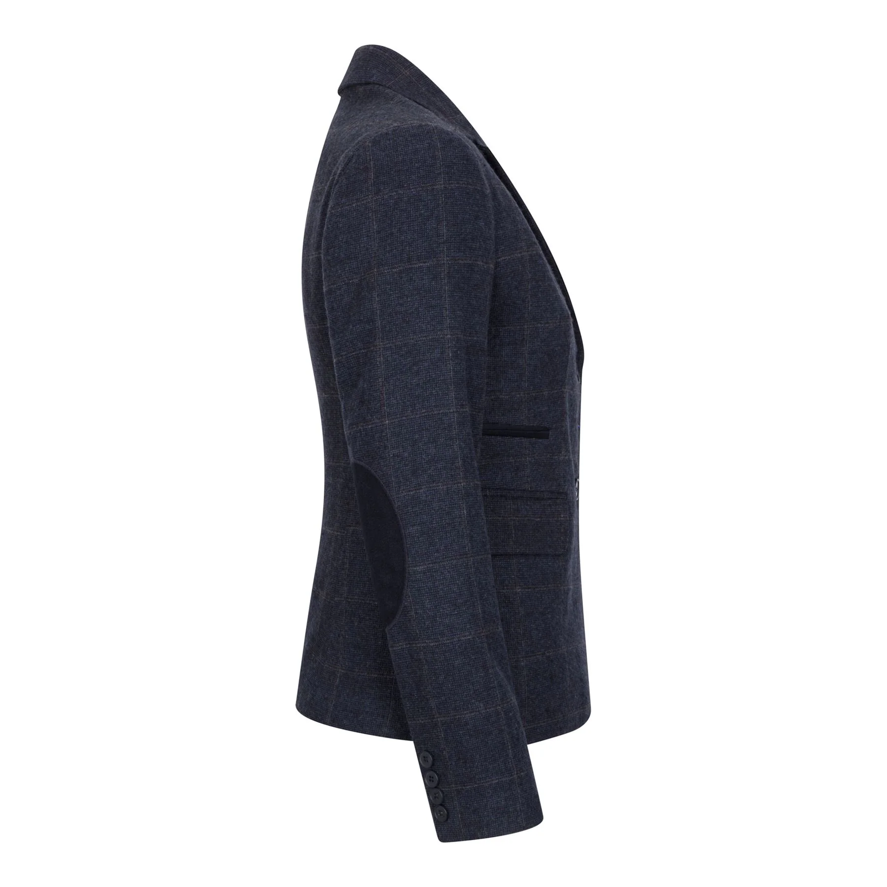Women's Navy Blue Tailored Fit Tweed Blazer - Image 4