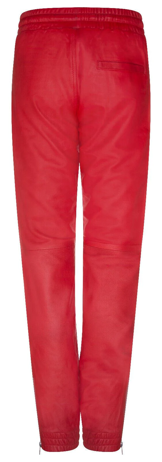 Women's Real Red Leather Trousers Joggers Nappa Track Sweat Pants - Image 3