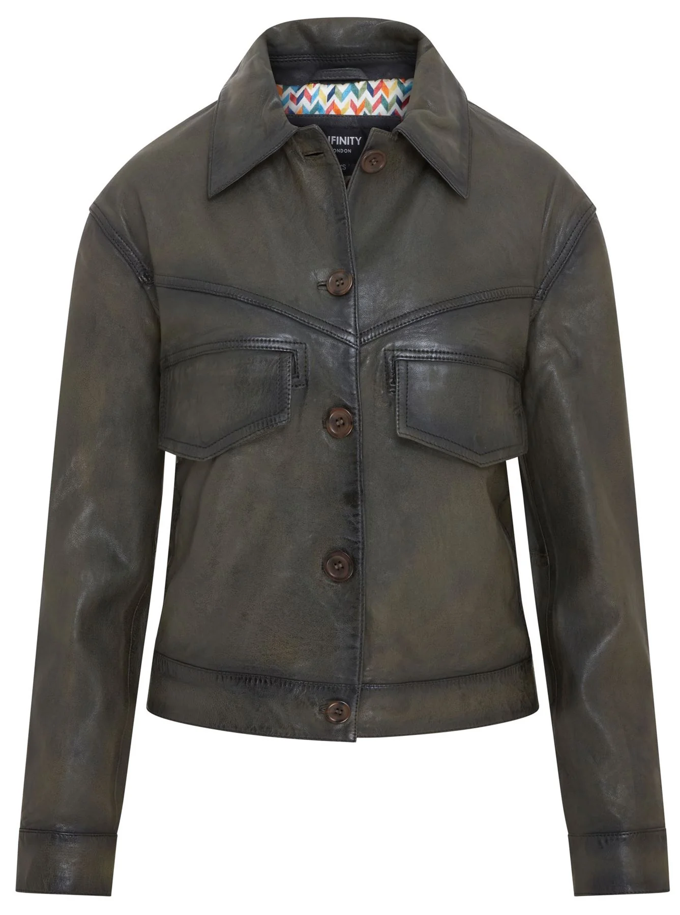 Womens Retro Biker Leather Jacket - Kopervik - Image 14