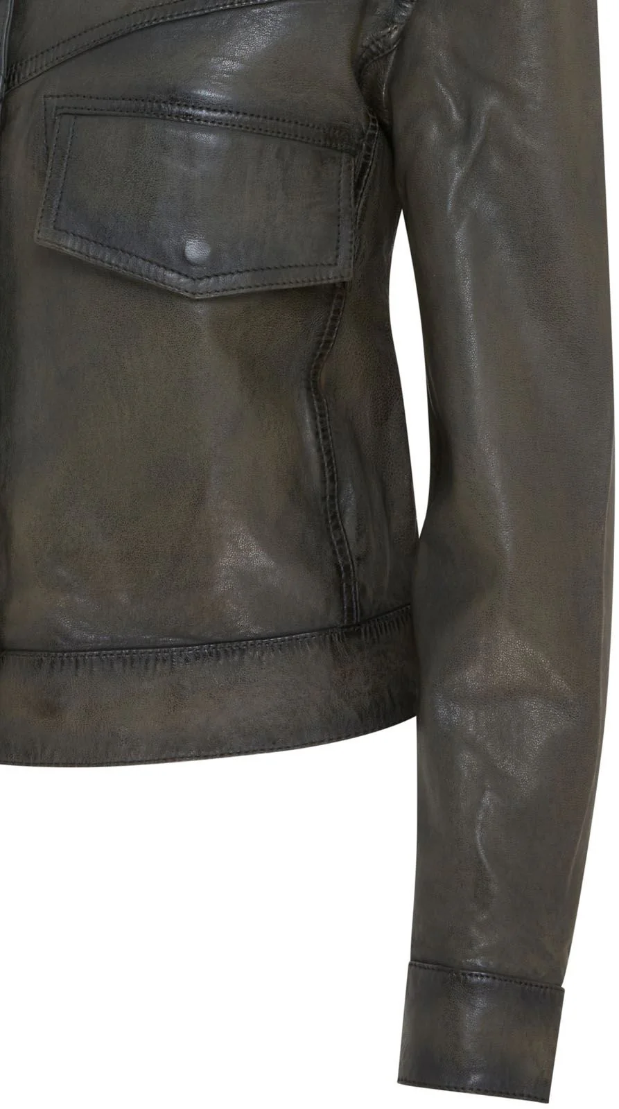Womens Retro Biker Leather Jacket - Kopervik - Image 19