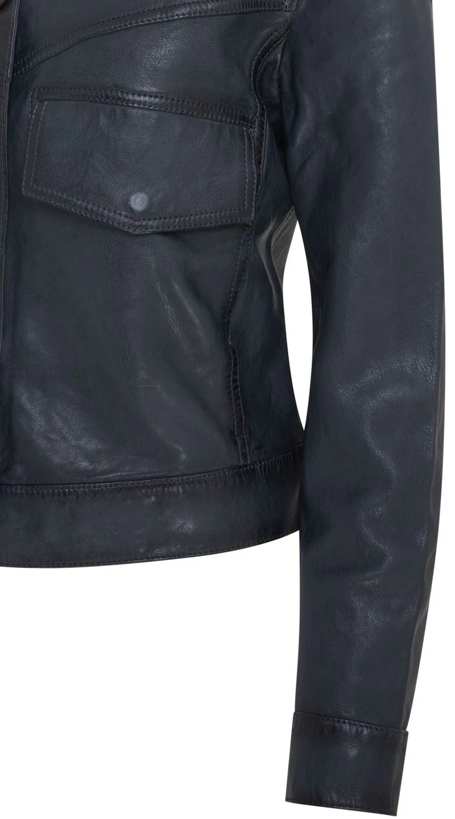 Womens Retro Biker Leather Jacket - Kopervik - Image 7