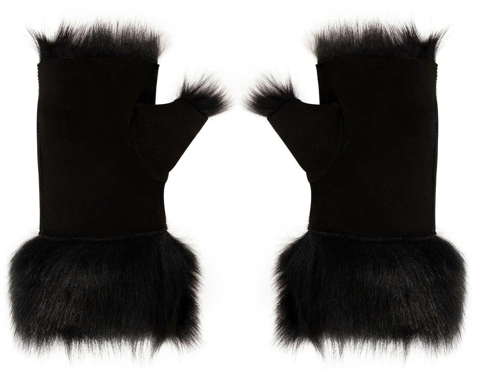 Womens Shearling Mittens Fingerless Cuffs Toscana Suede Sheepskin Fur - Image 53