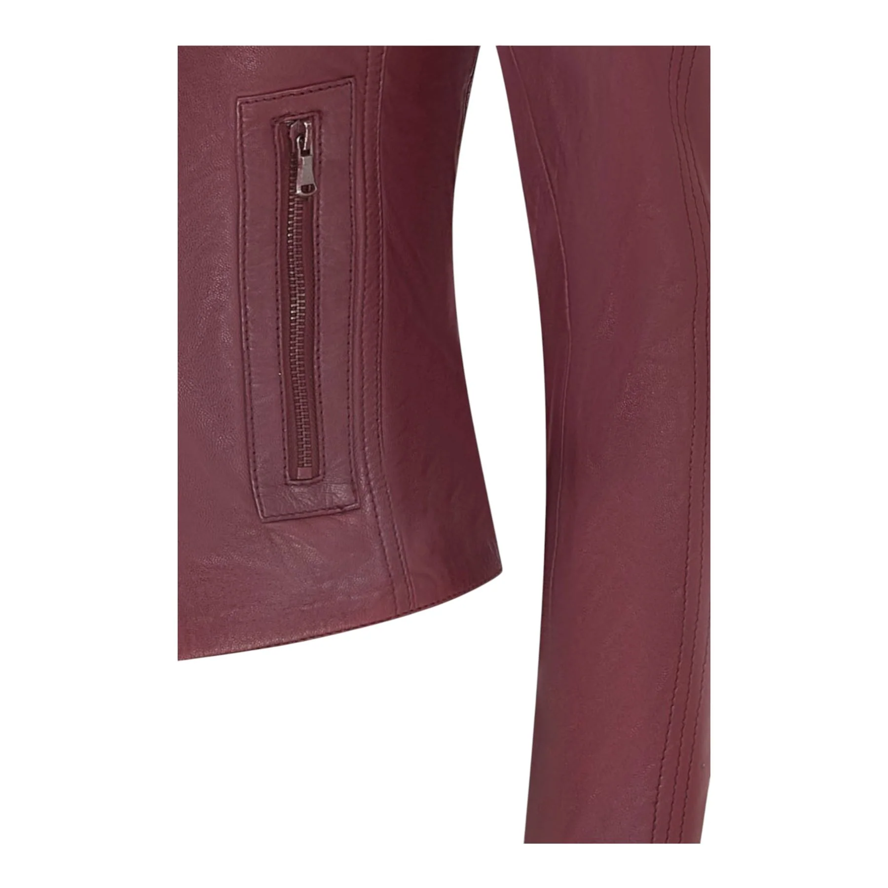 Womens Slim-Fit Leather Biker Jacket-Maldon - Image 23
