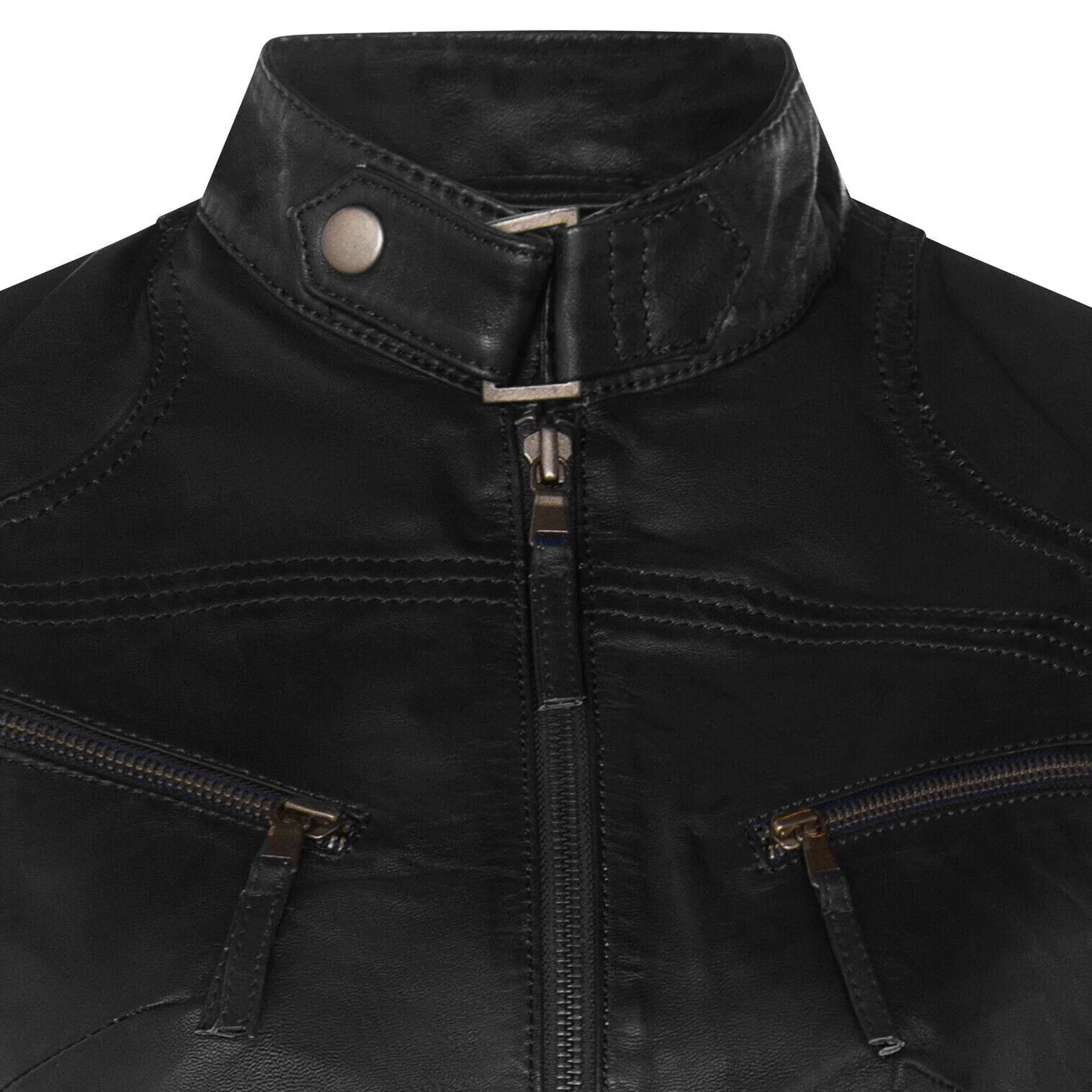 Womens Slim-Fit Leather Biker Jacket-Maldon - Image 39
