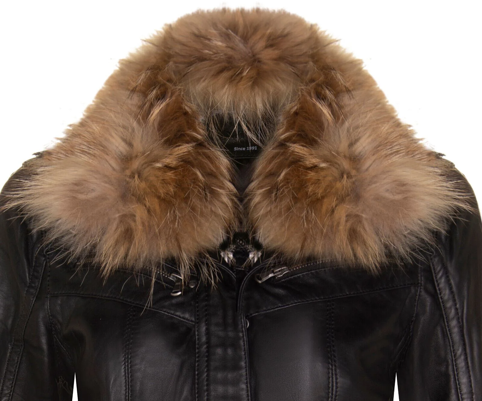Womens Slim Fit Leather Parker Jacket-Millom - Image 4