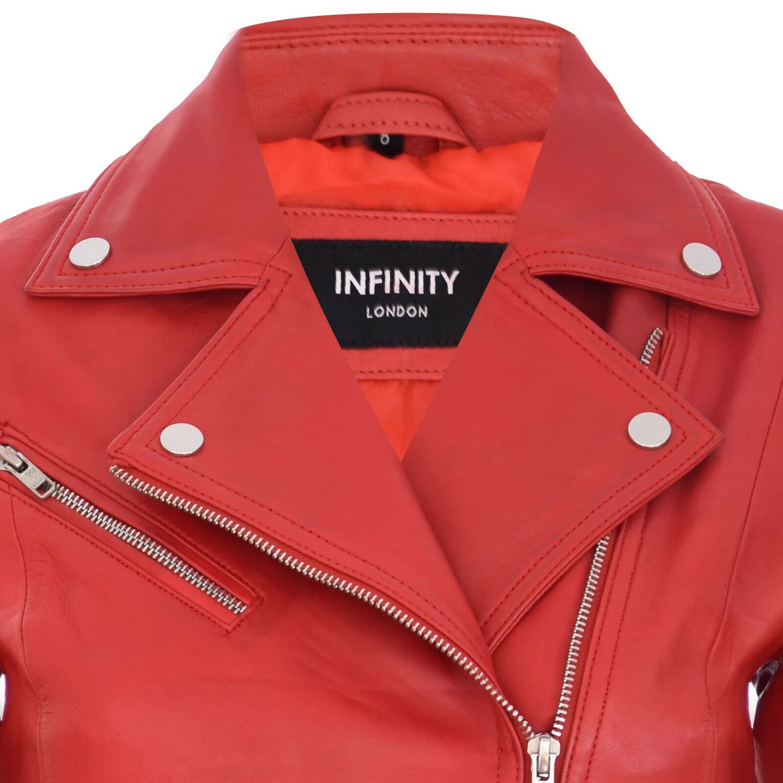 Womens Smart Leather Biker Jacket-Matlock - Image 8