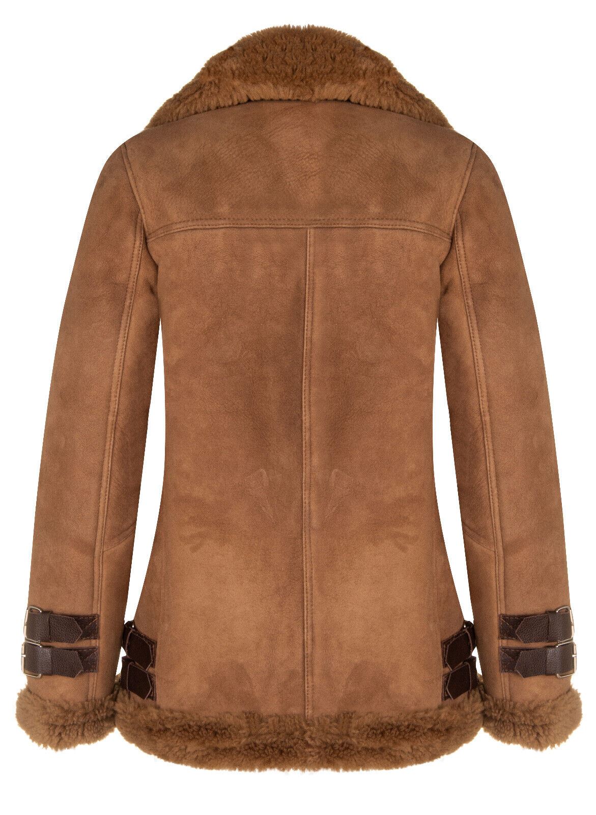 Womens Suede Sheepskin Biker Jacket-Ramsgate - Image 3