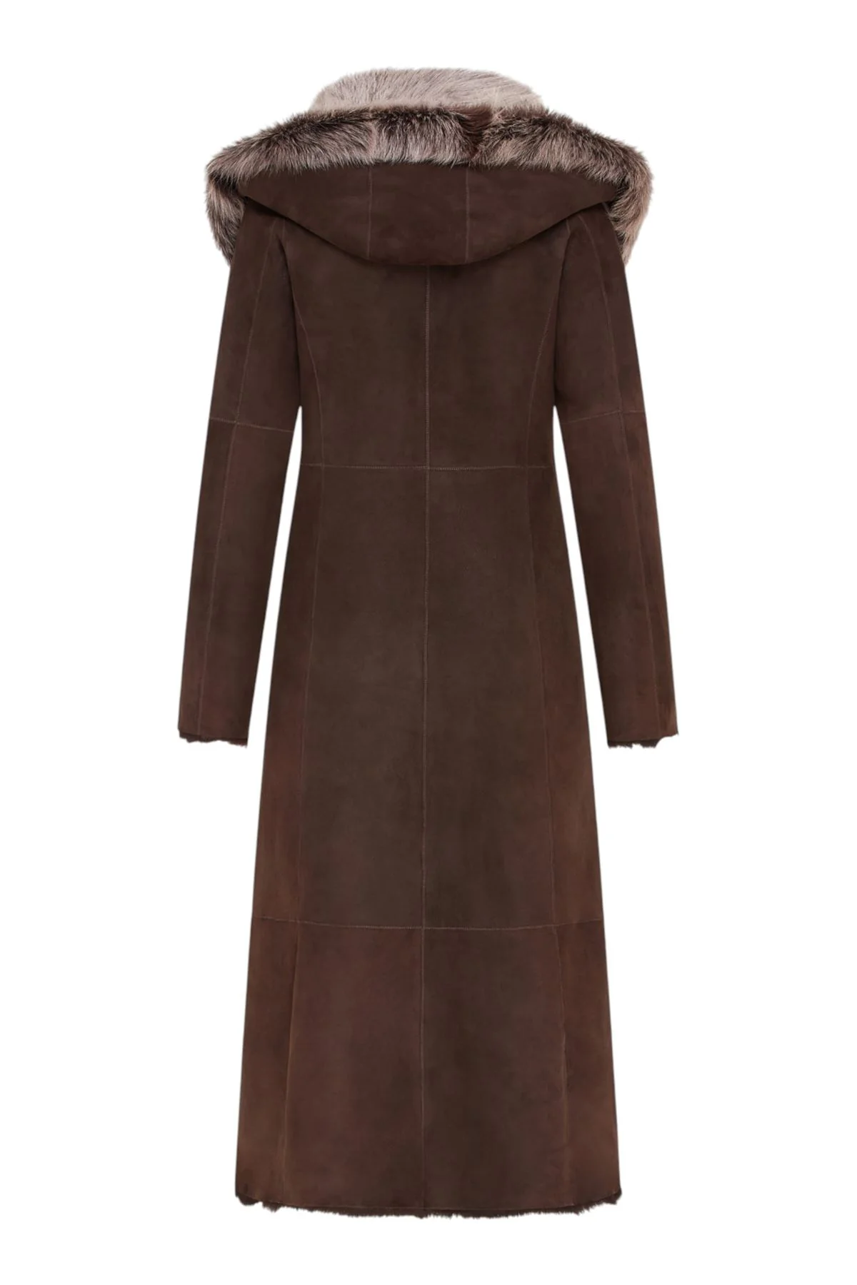 Womens Suede Toscana Sheepskin Hooded Trench Coat-Fribourg - Image 37