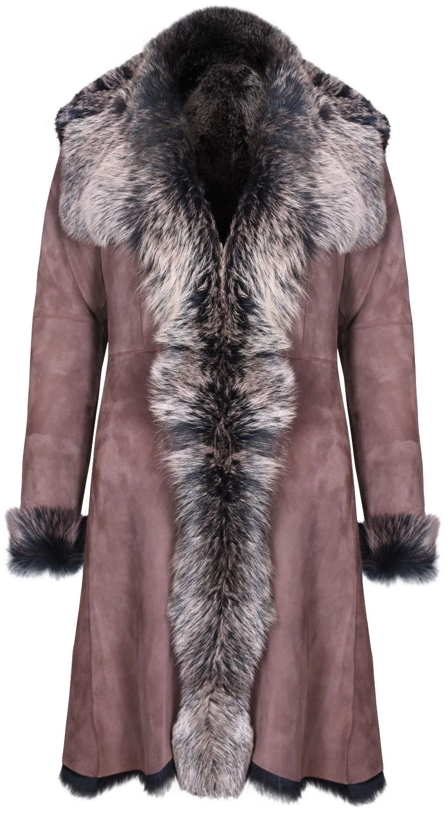 Womens Suede Toscana Sheepskin Trench Coat-Rochester - Image 13