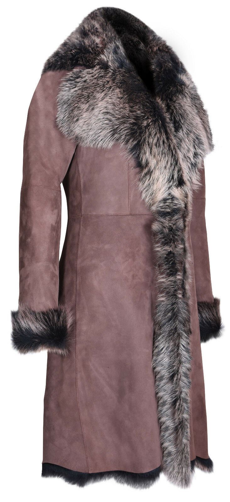 Womens Suede Toscana Sheepskin Trench Coat-Rochester - Image 14