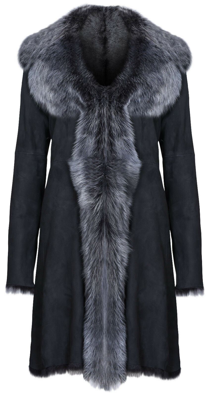 Womens Suede Toscana Sheepskin Trench Coat-Rochester - Image 9