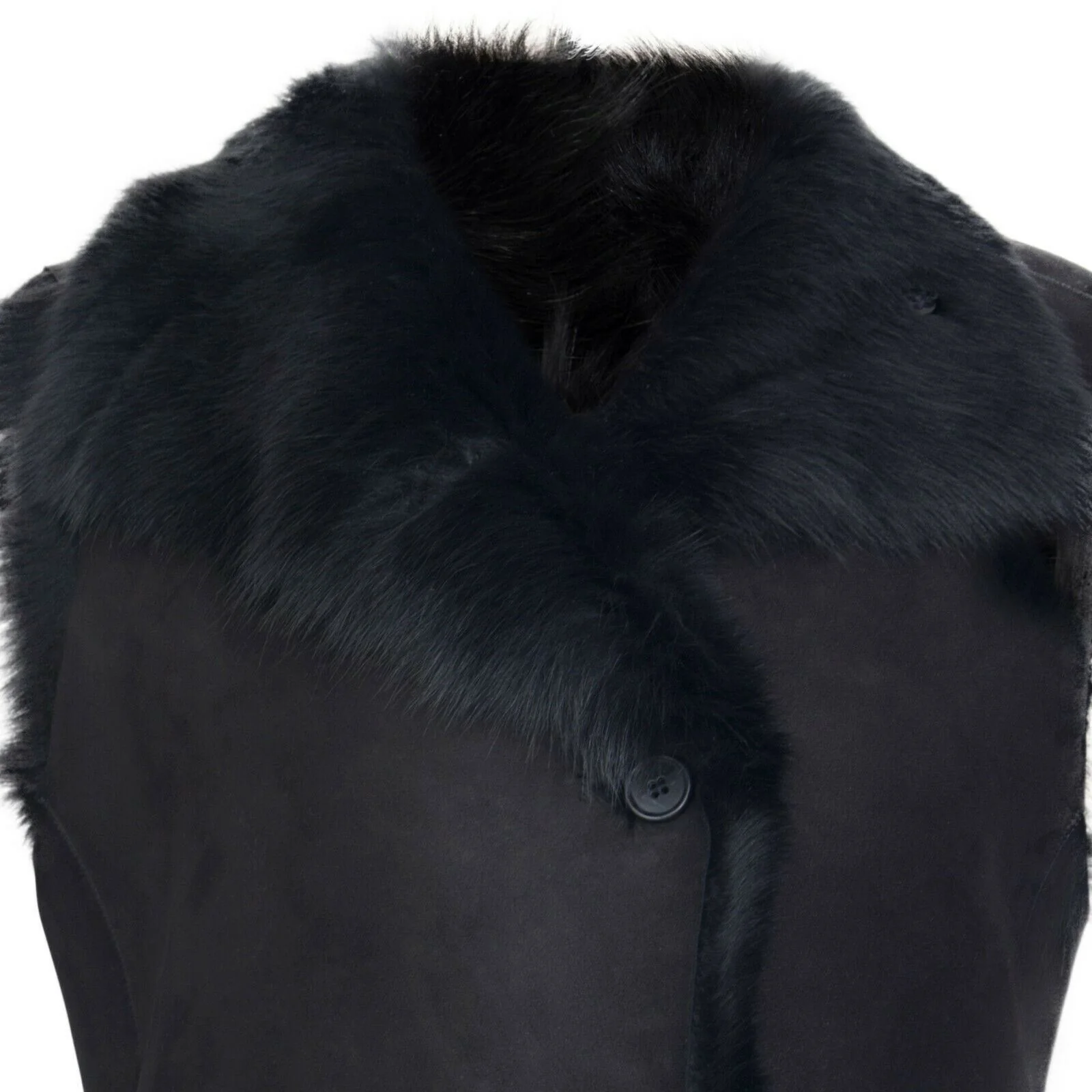 Womens Toscana Black Sheepskin Buttoned Gilet-Seaton - Image 3