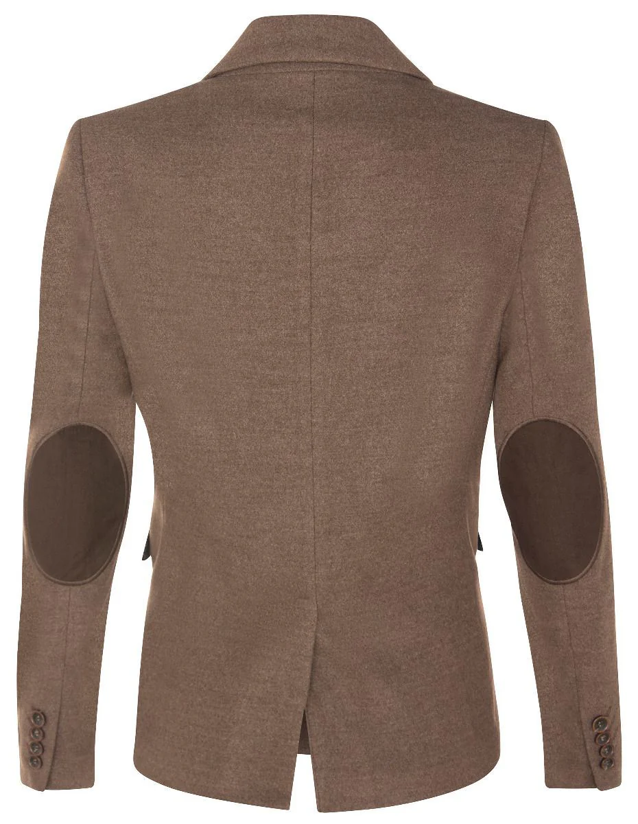 Womens Tweed 1920s Herringbone Light Brown Blazer - Image 3