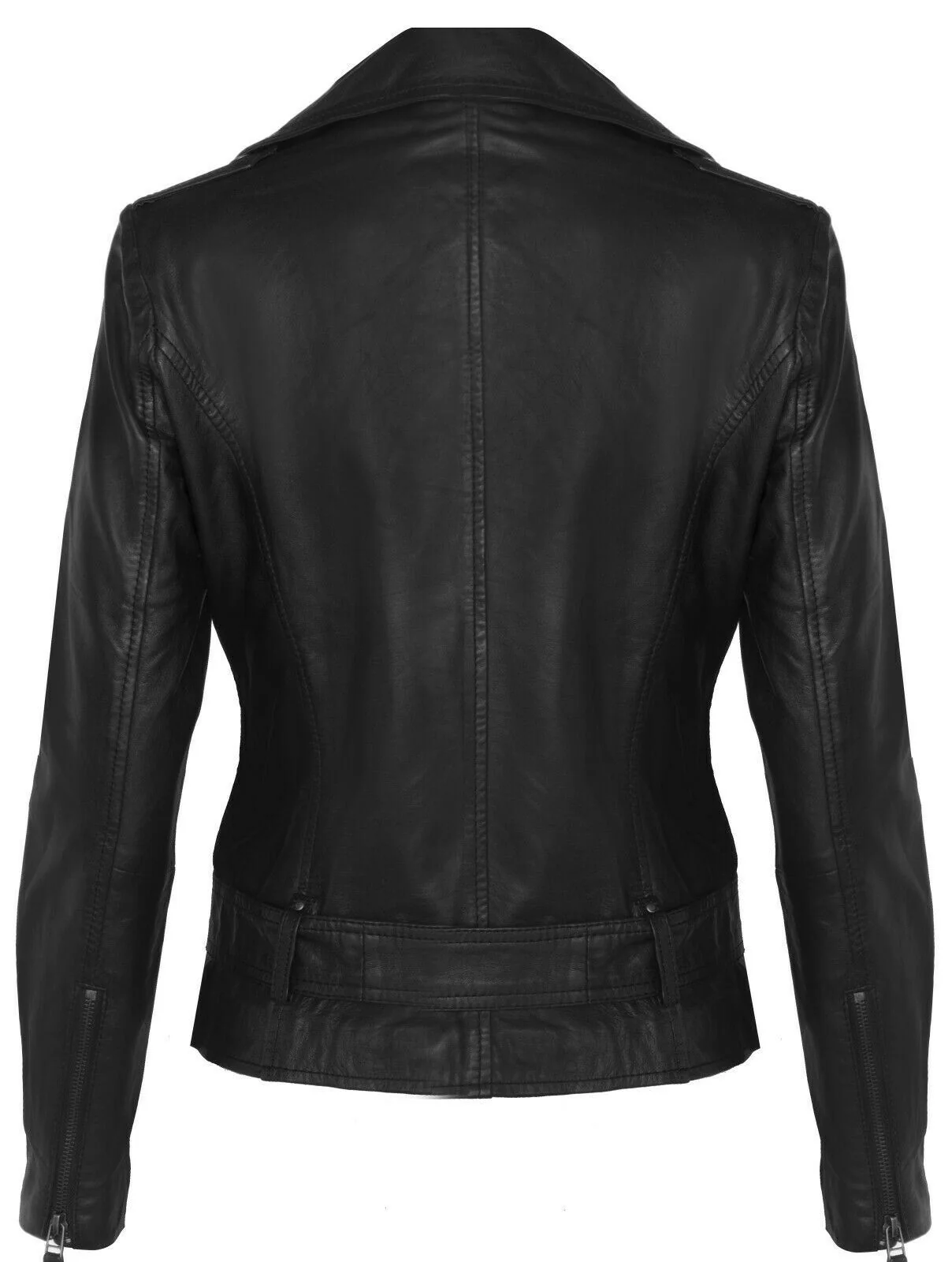 Womens Vintage Leather Biker Jacket-Malton - Image 15