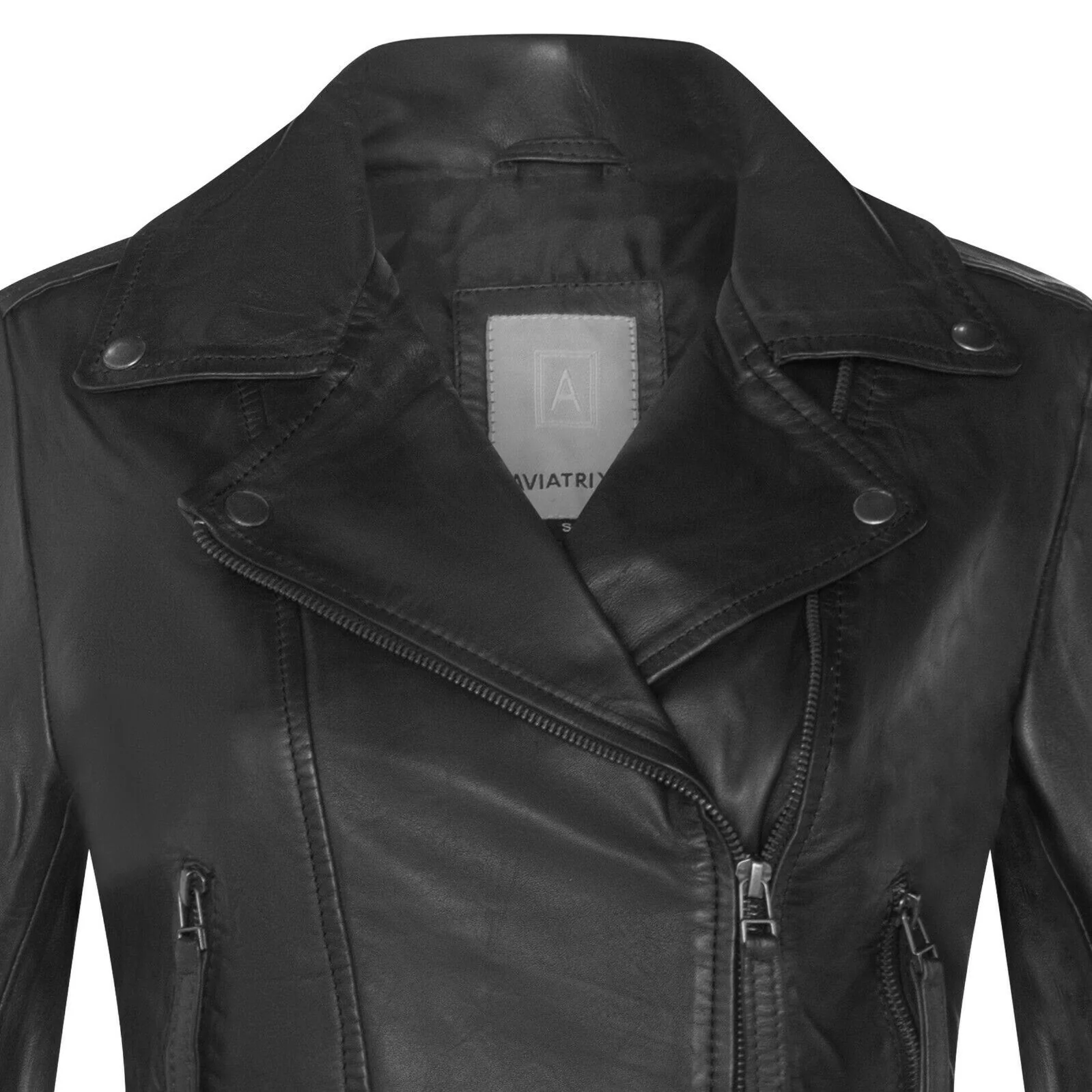 Womens Vintage Leather Biker Jacket-Malton - Image 16