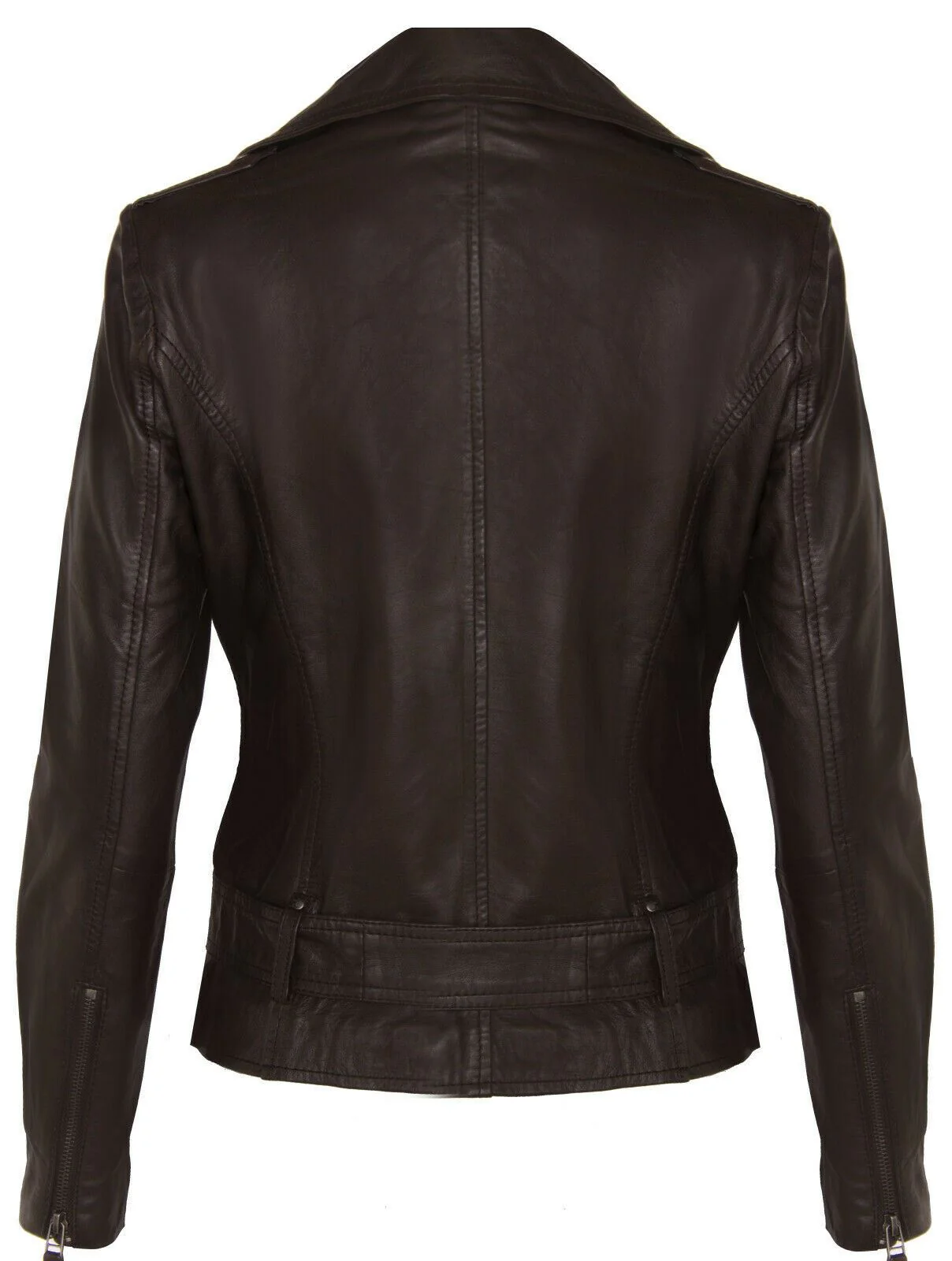 Womens Vintage Leather Biker Jacket-Malton - Image 19