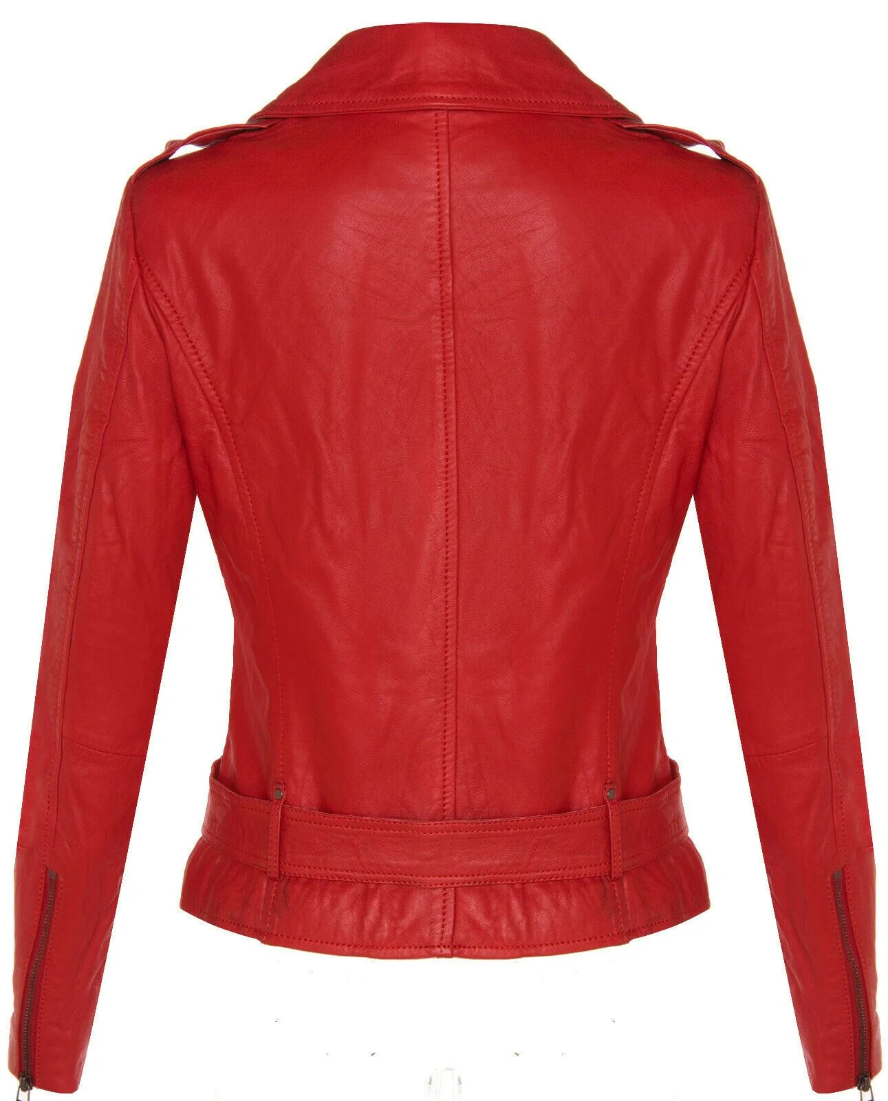 Womens Vintage Leather Biker Jacket-Malton - Image 3