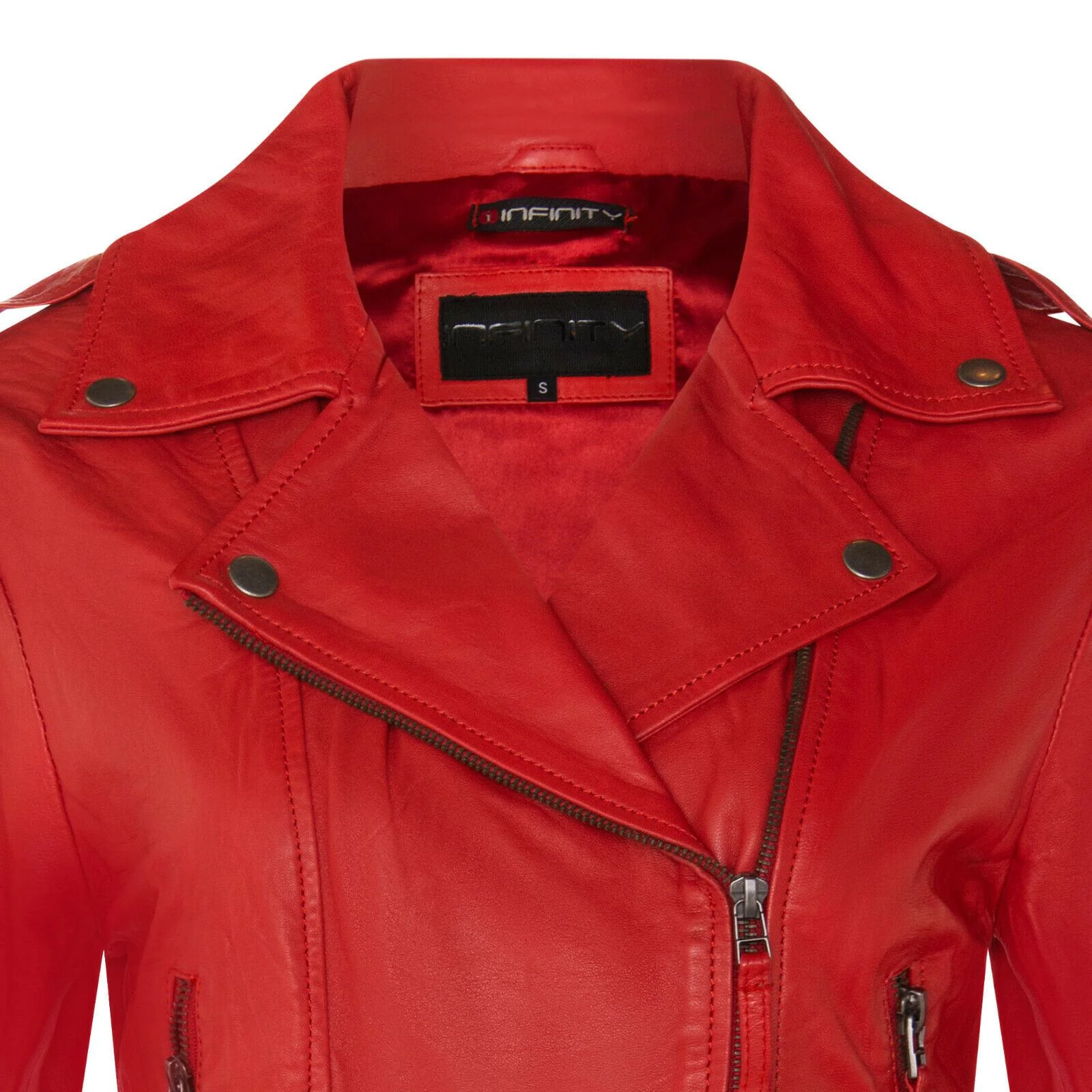 Womens Vintage Leather Biker Jacket-Malton - Image 4