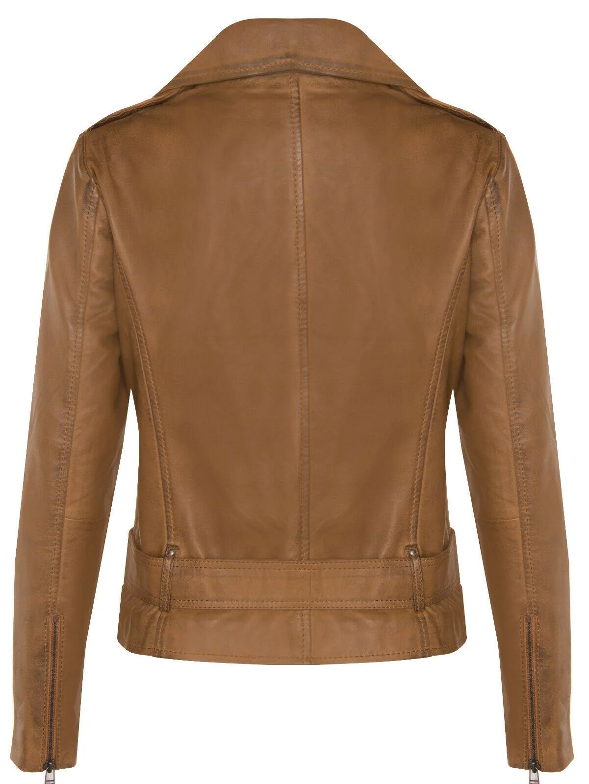 Womens Vintage Leather Biker Jacket-Malton - Image 7