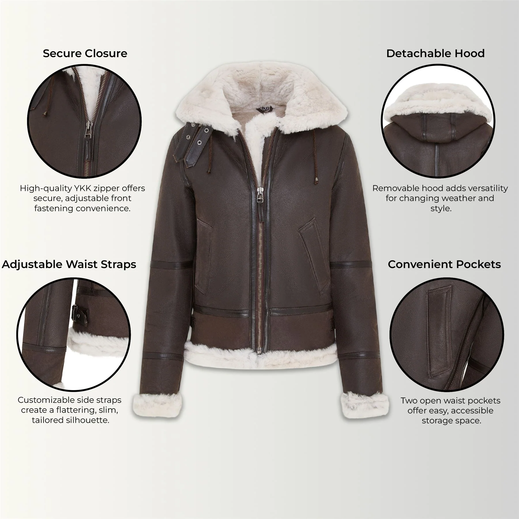 Womens Warmer Hooded Sheepskin Leather Jacket-Orford - Image 12