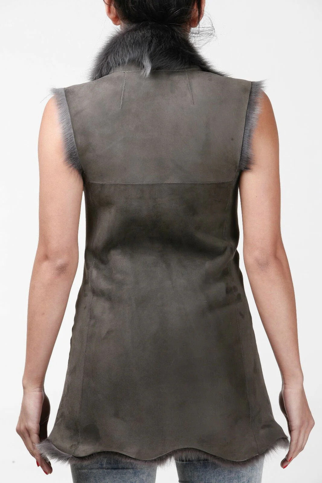 Womens Warmer Toscana Sheepskin Long Gilet-Seaford - Image 8